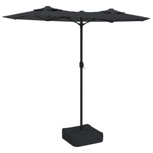 Vidaxl Sombrilla Doble De Jardín Con Luces Led Antracita 316x145 Cm_0