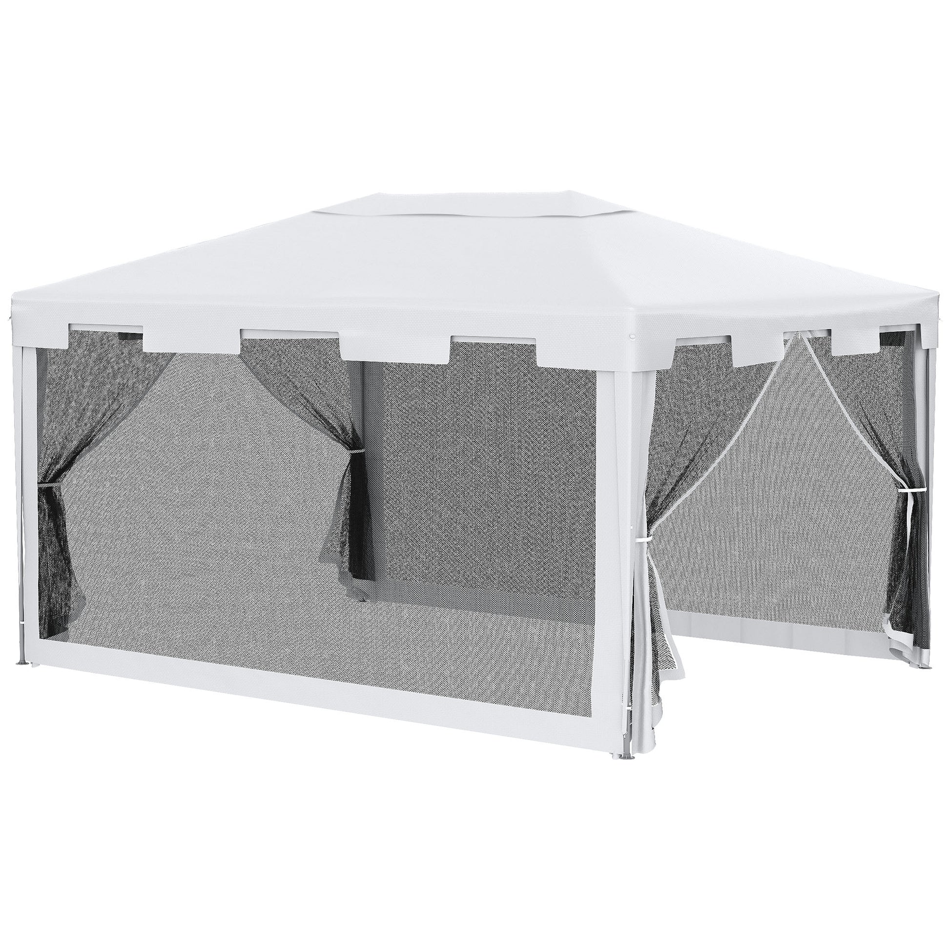 Outsunny Carpa De Jardín 4x3 M Con Mosquiteras Laterales Blanco Y Negro_0