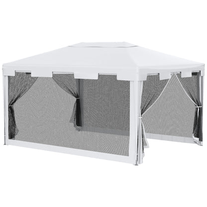 Outsunny Carpa De Jardín 4x3 M Con Mosquiteras Laterales Blanco Y Negro_0
