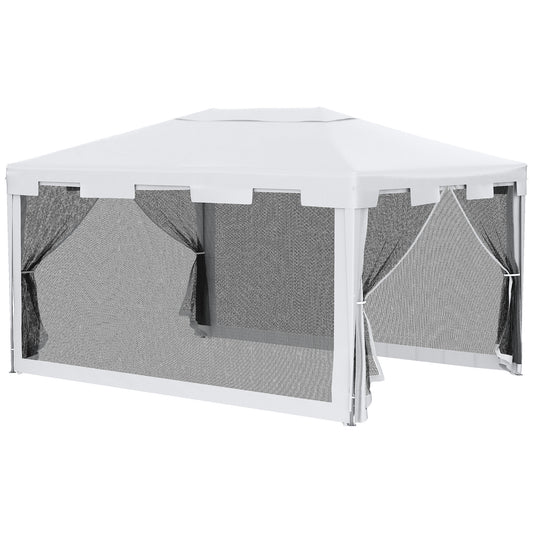 Outsunny Carpa De Jardín 4x3 M Con Mosquiteras Laterales Blanco Y Negro_0
