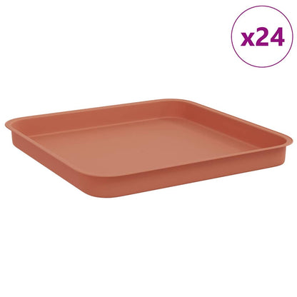 Bandeja Cuadrada Para Flores 24 Pcs Rojo Ladrillo Plástico_0