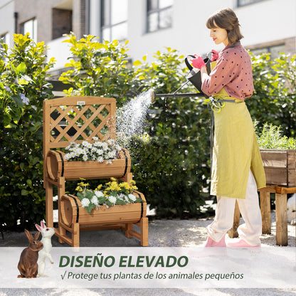 Outsunny Arriate De Jardín Con Enrejado Para Trepadora Cultivos 45x45x80 Cm_5