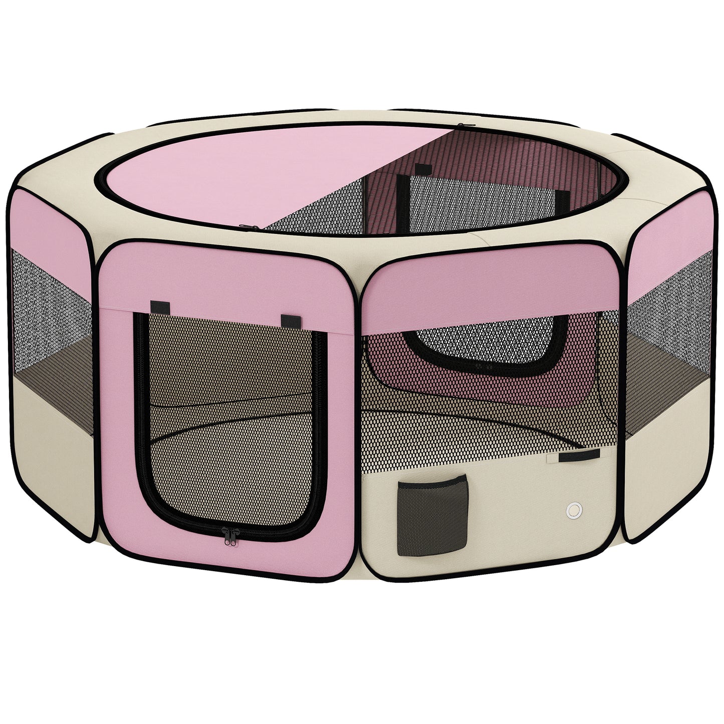 Pawhut Parque Para Mascotas Plegable 120x120x58 Cm Impermeable Tela Oxford Rosa_0