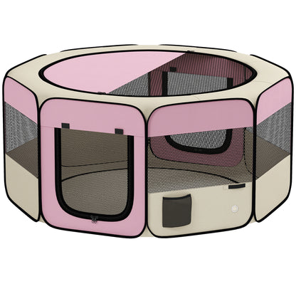 Pawhut Parque Para Mascotas Plegable 120x120x58 Cm Impermeable Tela Oxford Rosa_0