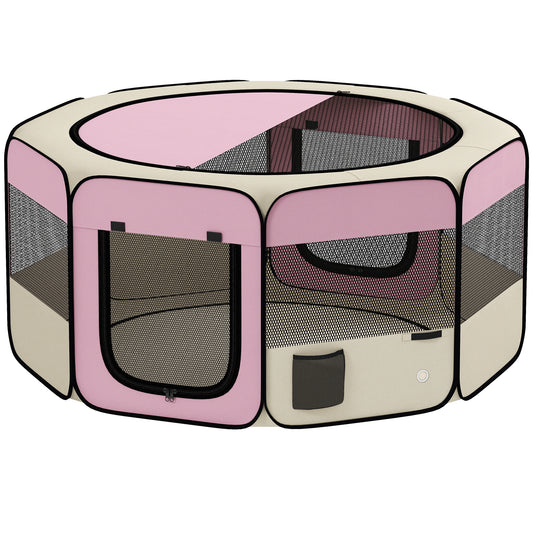 Pawhut Parque Para Mascotas Plegable 120x120x58 Cm Impermeable Tela Oxford Rosa_0
