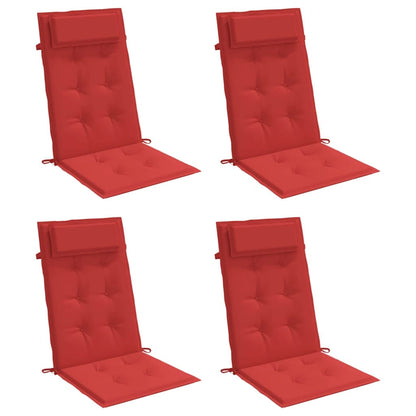Vidaxl Cojines De Silla Con Respaldo Alto 4 Uds Tela Oxford Rojo_0