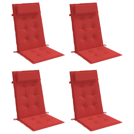 Vidaxl Cojines De Silla Con Respaldo Alto 4 Uds Tela Oxford Rojo_0