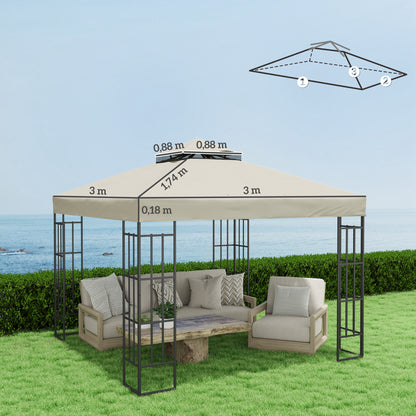 Outsunny Techo De Repuesto Para Cenador 3x3 M Con Techo Doble Protección Uv 30+_2