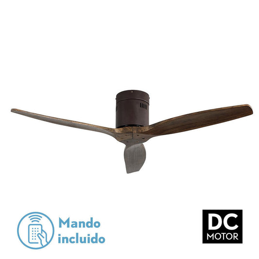 Ventilador Dc Aguilon Marron 3 Aspas Roble 5 Velocidades Sin Luz Remoto Y Temporiz.132d_0