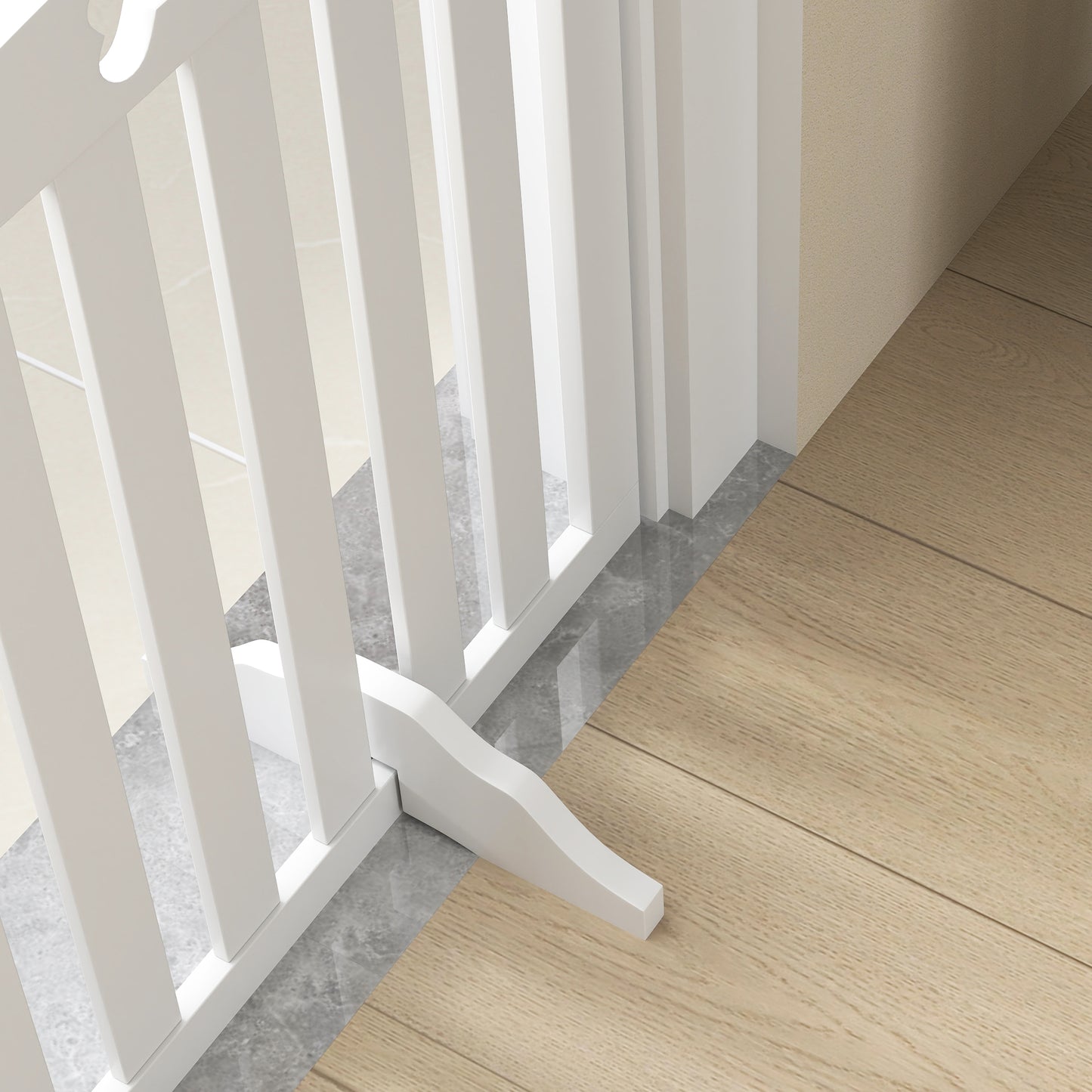 Pawhut Barrera De Seguridad Para Perros Plegable Con Pies Extraíbles Blanco_4