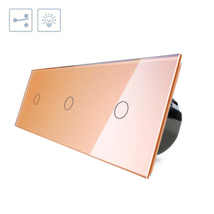 Conmutador 3 Módulos Táctil, 3 Botones, Frontal Golden_1