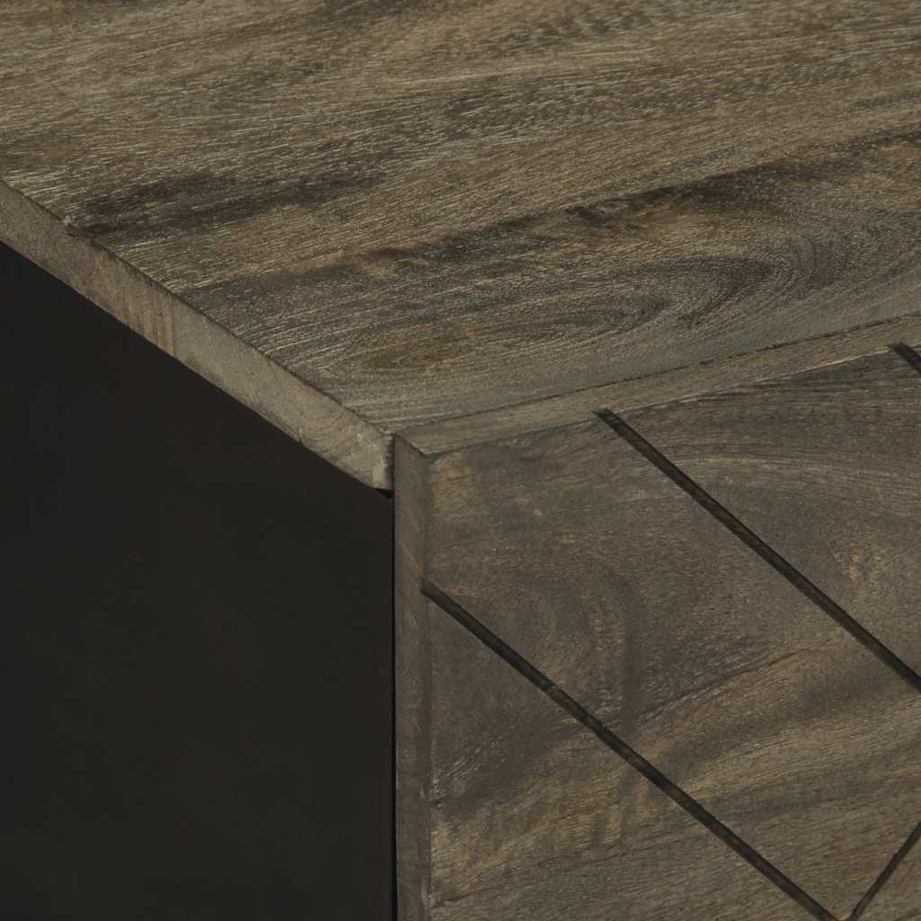 Mesa De Centro Madera Maciza De Mango Negra 80x50x40 Cm_4