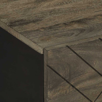 Mesa De Centro Madera Maciza De Mango Negra 80x50x40 Cm_4