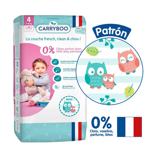CARRYBOO - Pañales Ecológicos T4 (7-18kg) - Jumbo 48 pañales
