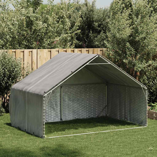 Caseta Para Perros De Exterior Con Cubierta 3x2x1,9 M De Acero Galvanizado_0