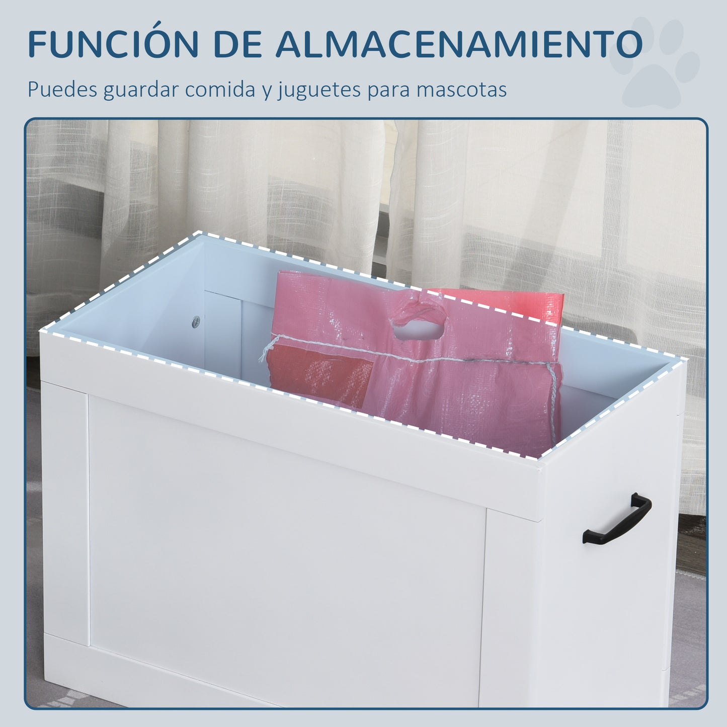 Pawhut Comedero Elevado Para Perros Con 2 Tazones 60x30x41 Cm Blanco_3
