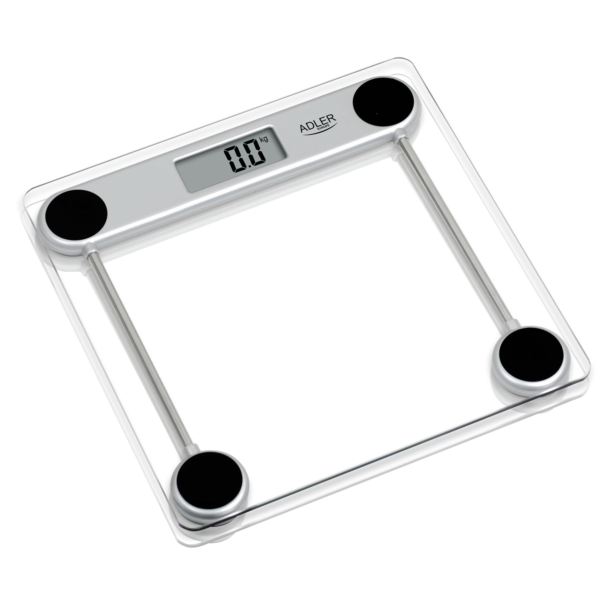 Báscula De Baño Digital Cristal Templado, Alta Medición 150 Kg 100 G, Apagado Automático, Fácil Adler Ad 8121 Transparente