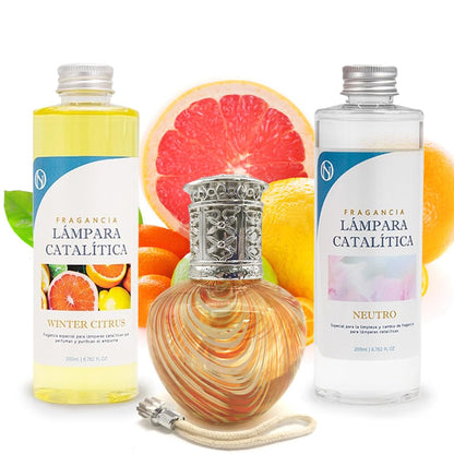 Pack Ahorro Lámpara Catalítica Orange Waves + Fragancia Winter Citrus 200ml + Limpiador Neutro 200ml + Mecha Repuesto_0