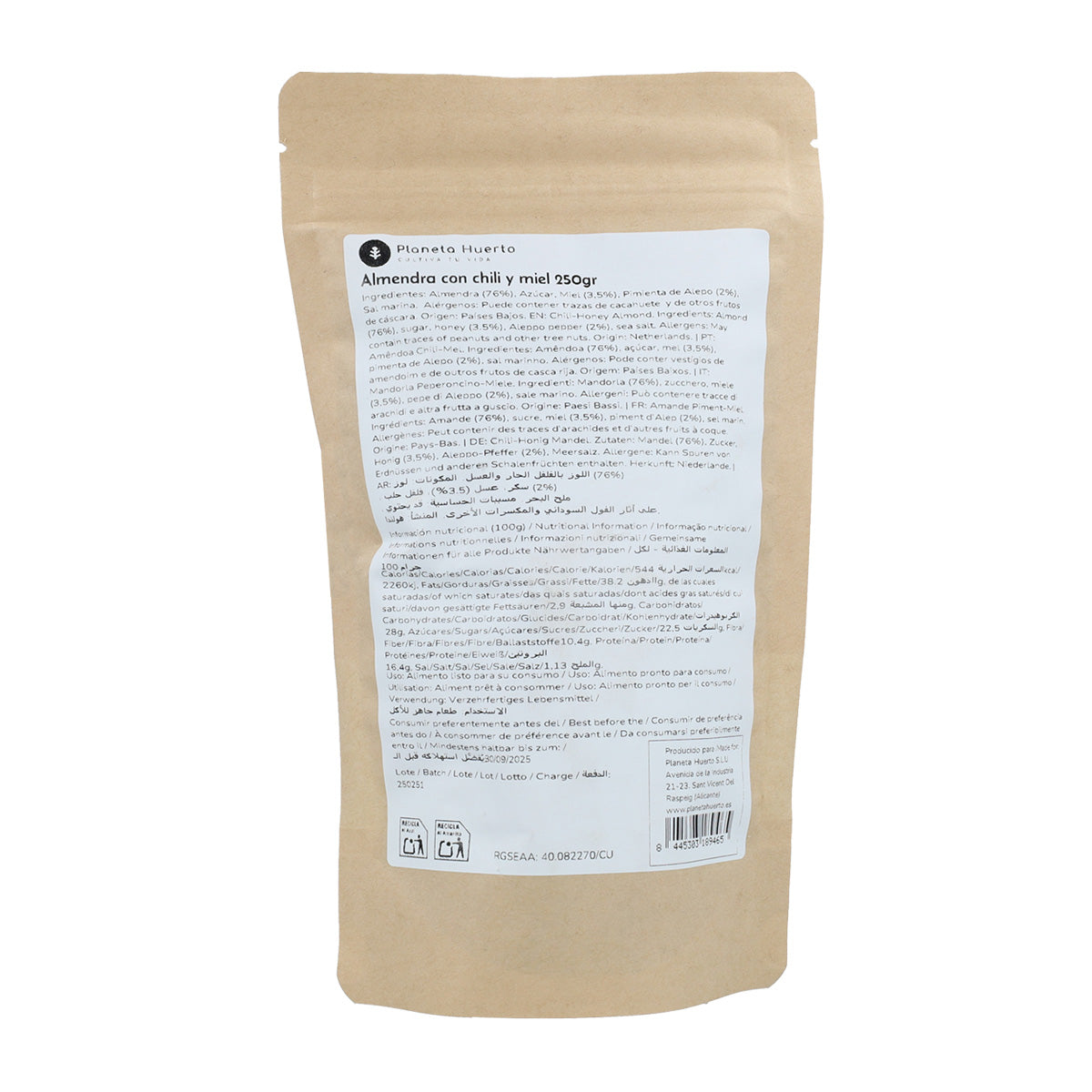 Almendra con chili y miel Planeta Huerto 250 g