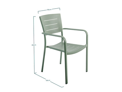 Lote De 4 Sillas De Jardín Apilables Inari Verde Romero Aluminio - Muebles De Jardín - 56x58xh85cm_5