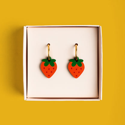Pendientes Strawberry De Madera | Joyería Artesanal, Ligera Y Elegante | Diseño Natural Y Original_1