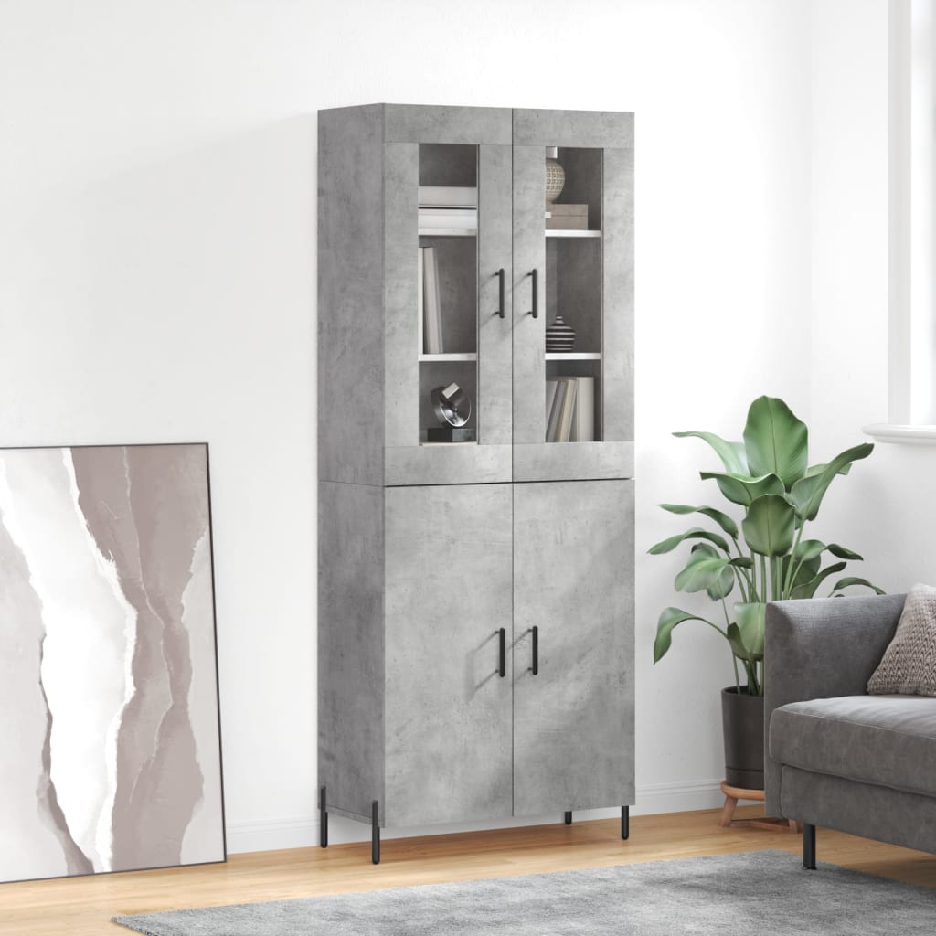 Aparador Alto Madera Contrachapada Gris Hormigón 69,5x34x180 Cm_0