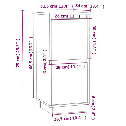 Aparador De Madera Maciza De Pino Blanco 31,5x34x75 Cm / Vetonek_1