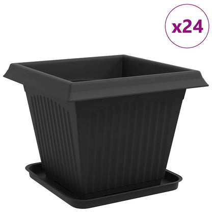 Macetas 24 Uds. Negro Plástico_0