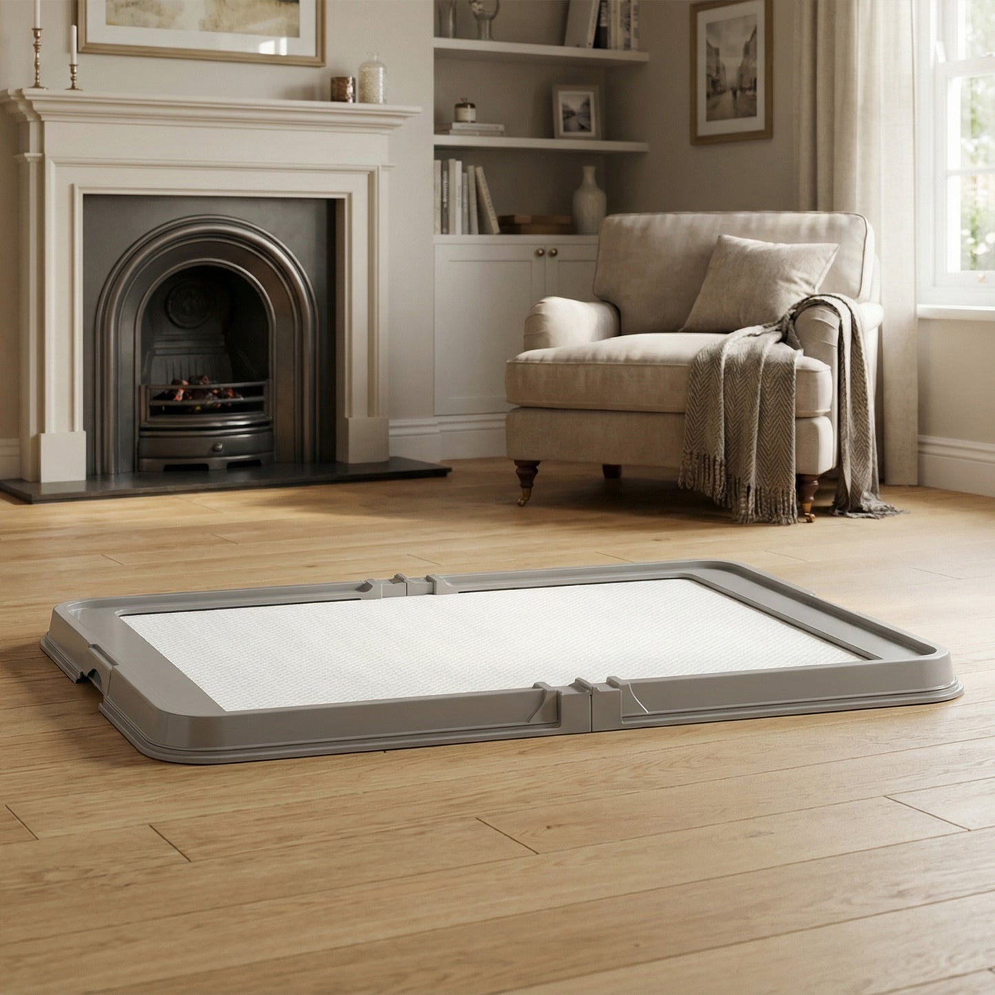 Pawhut Inodoro Para Perros Plegable 86x62 Cm Bandeja Sanitaria Para Perros Gris_1