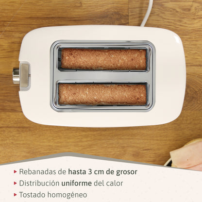 Briebe Elegance Tostadora Pan Ranura Ancha, Tostador 2 Rebanadas 7 Niveles Tostado, Calientapanecillos, Ta1169wht,blanco_3