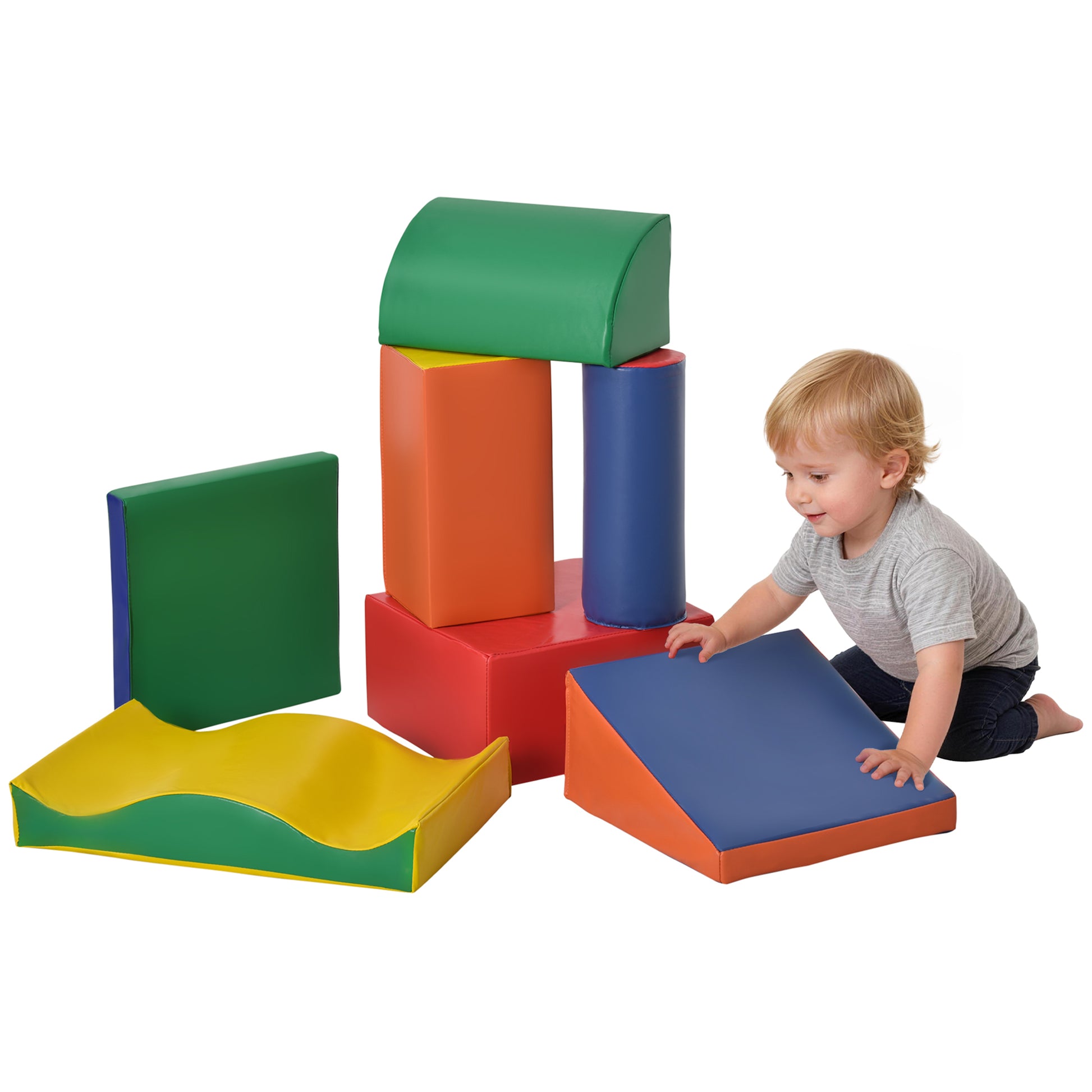 Homcom Juego De 7 Bloques De Espuma Para Niños De 1-3 Años Para Escalar Gatear_0