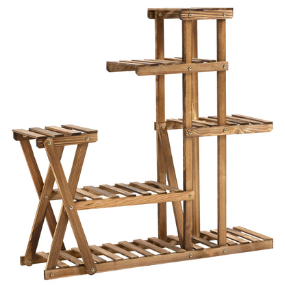 Outsunny Soporte Para Plantas Con 5 Niveles Carga 60 Kg 98x28x95 Cm Carbonizado_0