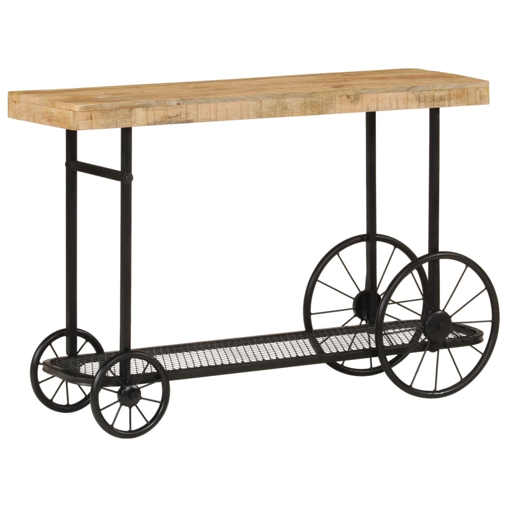 Mesa Consola Madera Maciza De Mango Y Hierro 112x36x76 Cm_2
