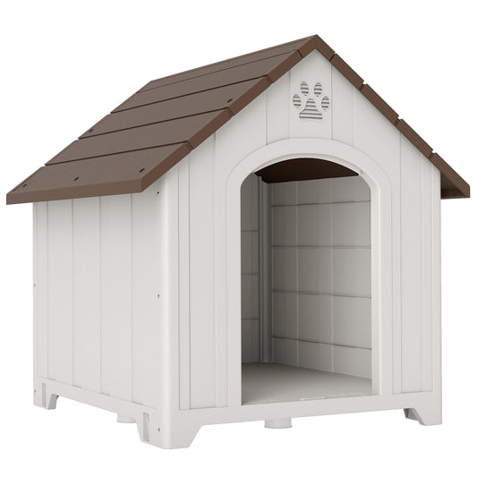 Pawhut Caseta Para Perros Grandes Exterior De Plástico Impermeable Marrón Oscuro_0