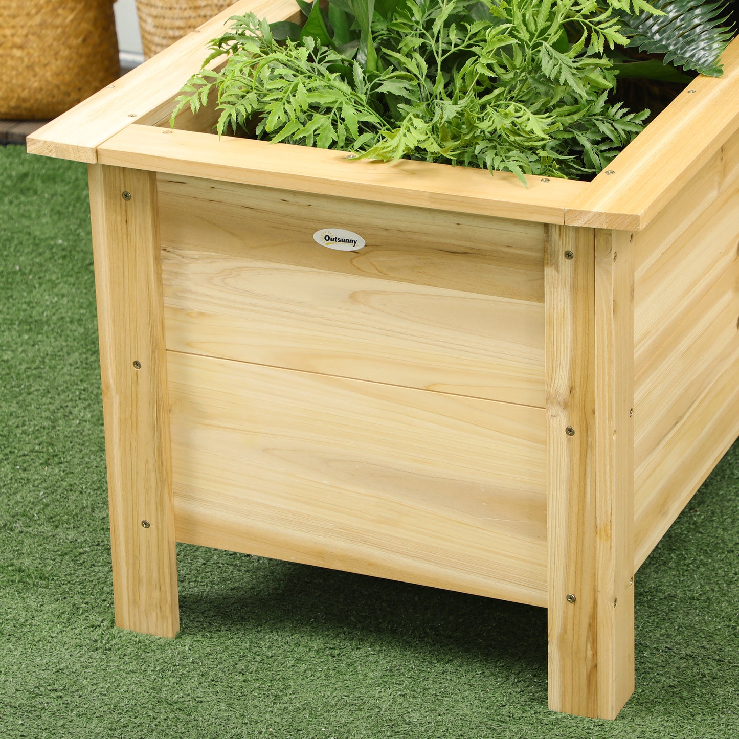 Outsunny Jardinera Elevada De Madera En Forma De L 120x120x50 Cm Natural_4