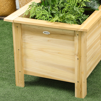 Outsunny Jardinera Elevada De Madera En Forma De L 120x120x50 Cm Natural_4