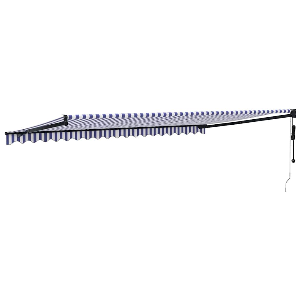 Toldo Retráctil Automático Azul Y Blanco 5x3 M_4