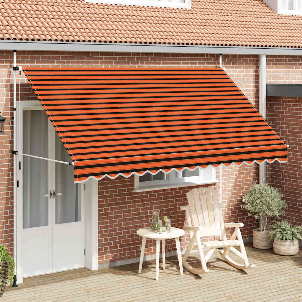 Toldo Manual Retráctil Naranja Y Marrón 350 Cm_1