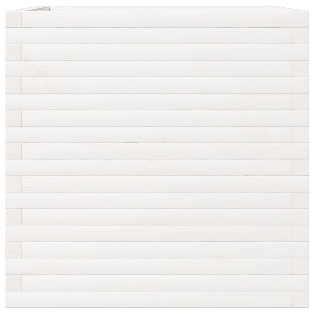 Jardinera De Madera Maciza De Pino Blanca 70x70x68,5 Cm_5