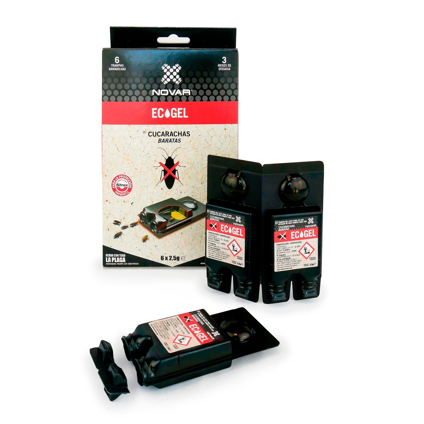 Novar Ecogel Trampa contra cucarachas 6 x 2,5 g