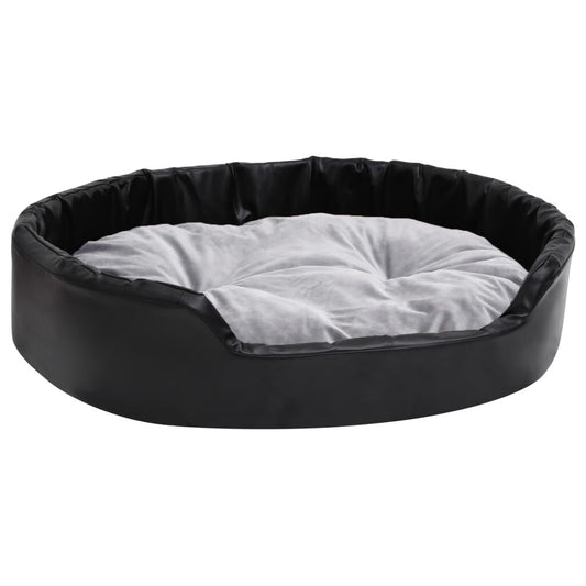 Vidaxl Cama Para Perros Felpa Y Cuero Sintético Negro Gris 90x79x20 Cm_0