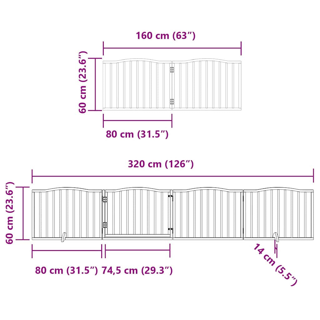 Vidaxl Puerta Para Perros Plegable 8 Paneles Madera De Álamo 640 Cm_2