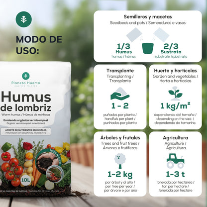 Pack 3x Humus de Lombriz 100% Natural Planeta Huerto 42 L
