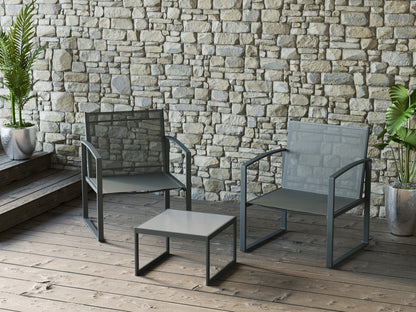 Jakarta Mueble De Jardín 2 Plazas Texaline Y Acero Gris Antracita 2 Sillones + 1 Mesa De Centro - Muebles De Jardín_4