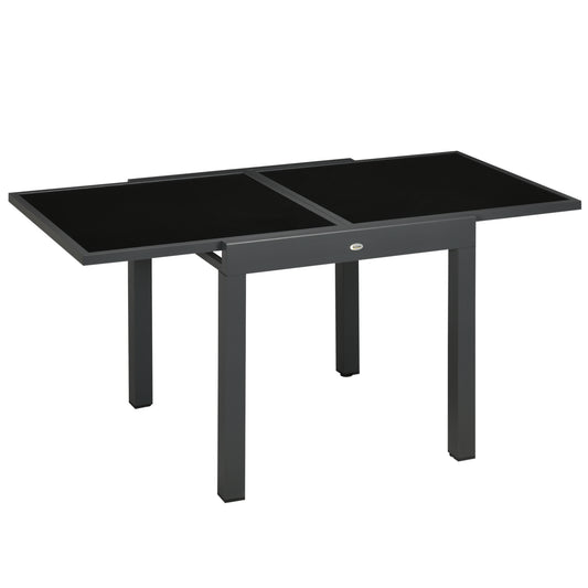 Outsunny Mesa De Jardín Extensible De Aluminio Tablero De Vidrio 80-160x80x75 Cm_0