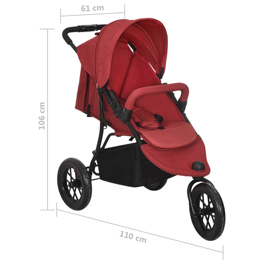 Vidaxl Cochecito De Bebé De Acero Rojo_2