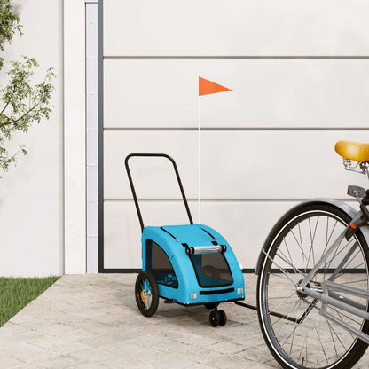 Vidaxl Remolque De Bicicleta Mascotas Hierro Tela Oxford Azul_1