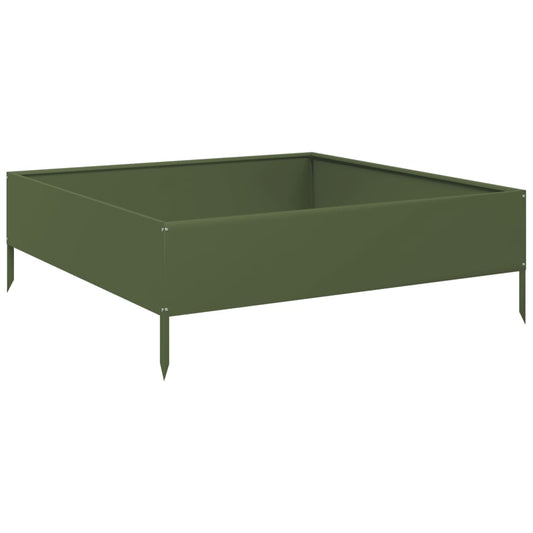 Arriate De Acero Verde Oliva 100x100x33,5 Cm_0