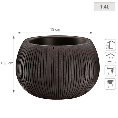Prosperplast Beton Bowl De Plástico Con Depósito En Color Cemento Negro, 13,6 (alto) X 18 (ancho) X 18 (profundo) Cms_1