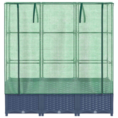 Arriate Con Cubierta Invernadero Aspecto Ratán 120x40x138 Cm_3